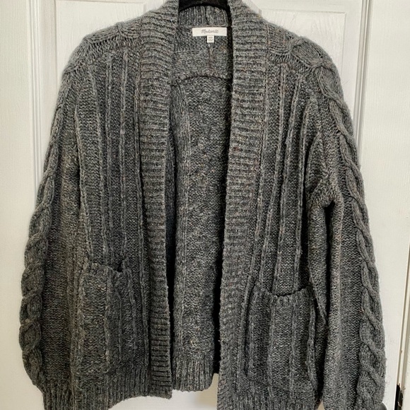 Madewell Bubble-Sleeve Cableknit Cardigan Sweater - Picture 6 of 10
